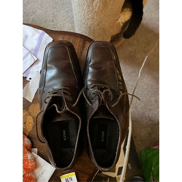 Men’s Alfani Brown Leather Shoes Size 9.5 - Picture 4 of 5